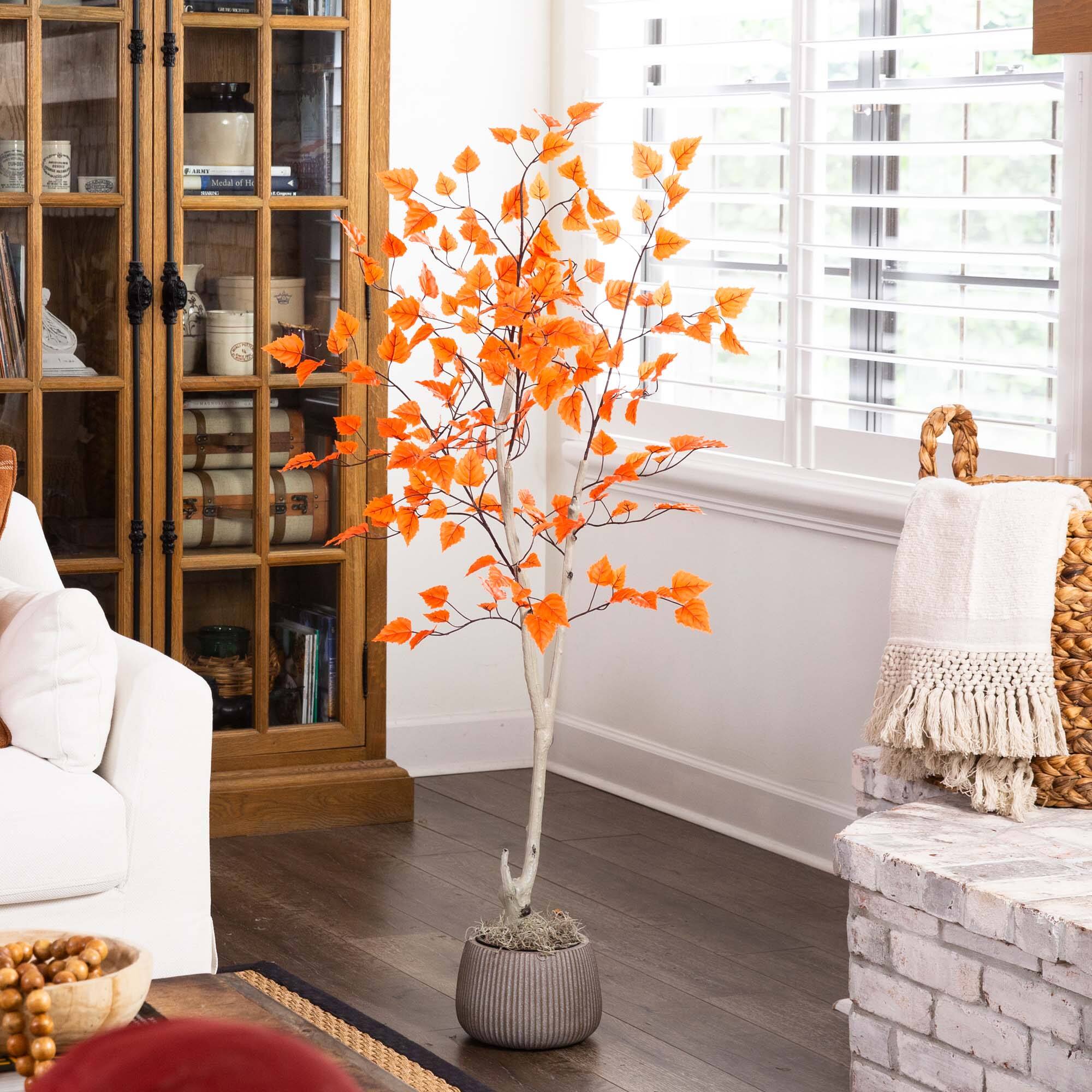 5ft. Autumn Paper Birch Artificial Fall Tree
